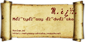 Mátyássy Üdvöske névjegykártya